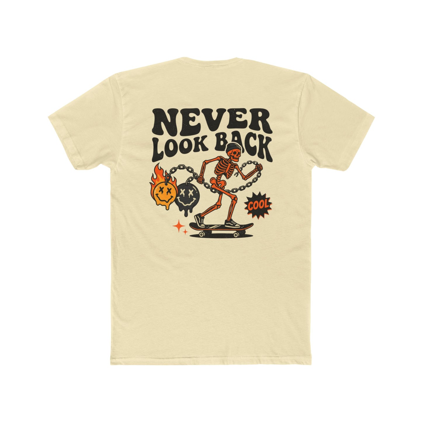 Never Look Back Skeleton Skater Graphic Tee | Streetwear T-Shirt | Oversized Urban Tee