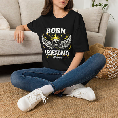 Born Legendary Skull Wings Graphic Tee | Dark Streetwear T-Shirt | Oversized Urban Tee