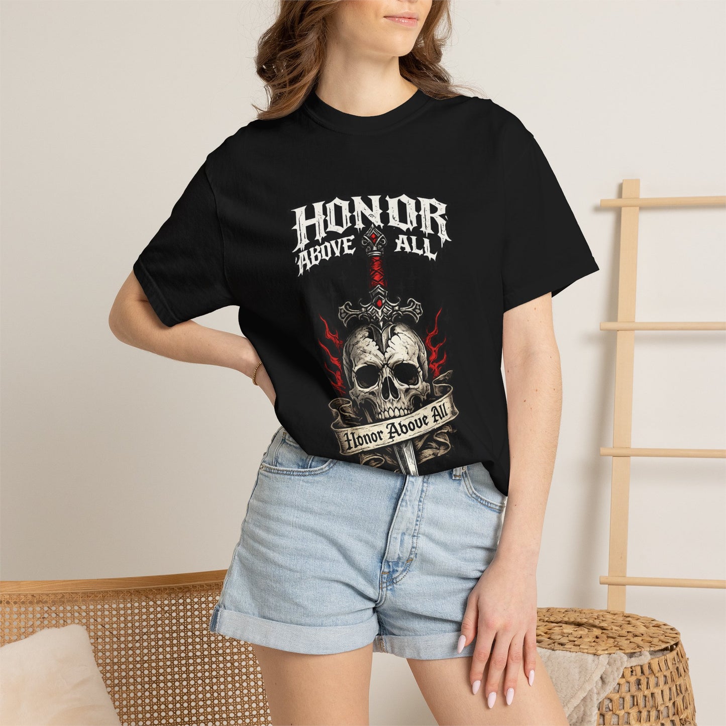 Honor Above All Skull Graphic Tee | Dark Streetwear T-Shirt | Oversized Urban Tee