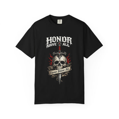 Honor Above All Skull Graphic Tee | Dark Streetwear T-Shirt | Oversized Urban Tee