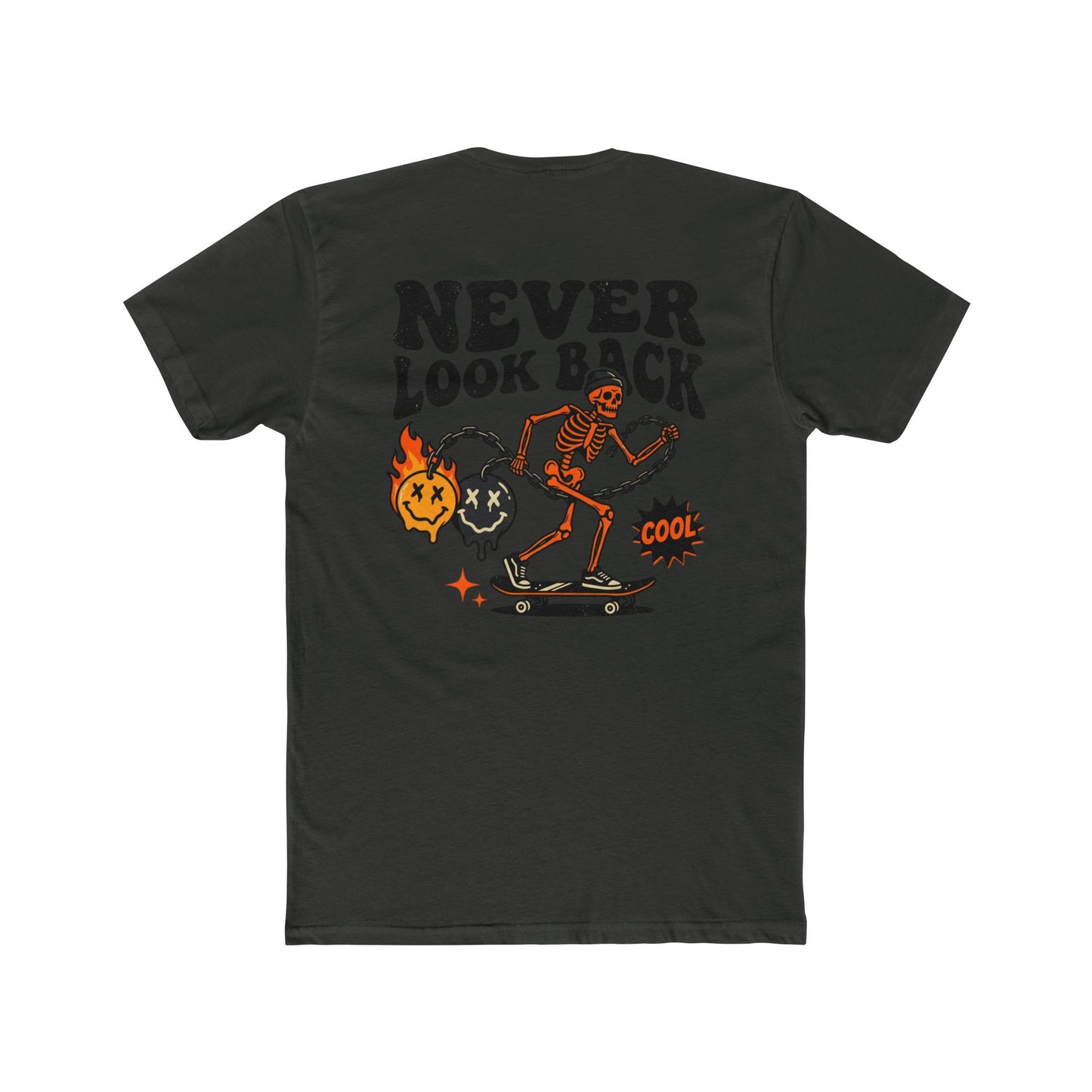 Never Look Back Skeleton Skater Graphic Tee | Streetwear T-Shirt | Oversized Urban Tee