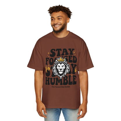 Stay Focused Stay Humble Lion Crown Graphic Tee | Streetwear T-Shirt | Motivational Oversized Tee