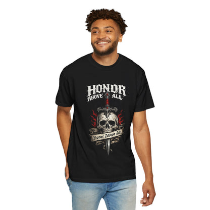 Honor Above All Skull Graphic Tee | Dark Streetwear T-Shirt | Oversized Urban Tee