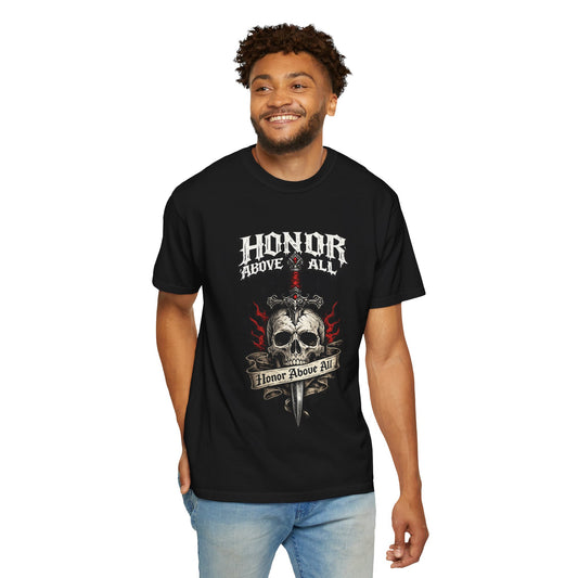 Honor Above All Skull Graphic Tee | Dark Streetwear T-Shirt | Oversized Urban Tee
