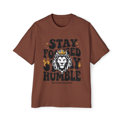 Stay Focused Stay Humble Lion Crown Graphic Tee | Streetwear T-Shirt | Motivational Oversized Tee