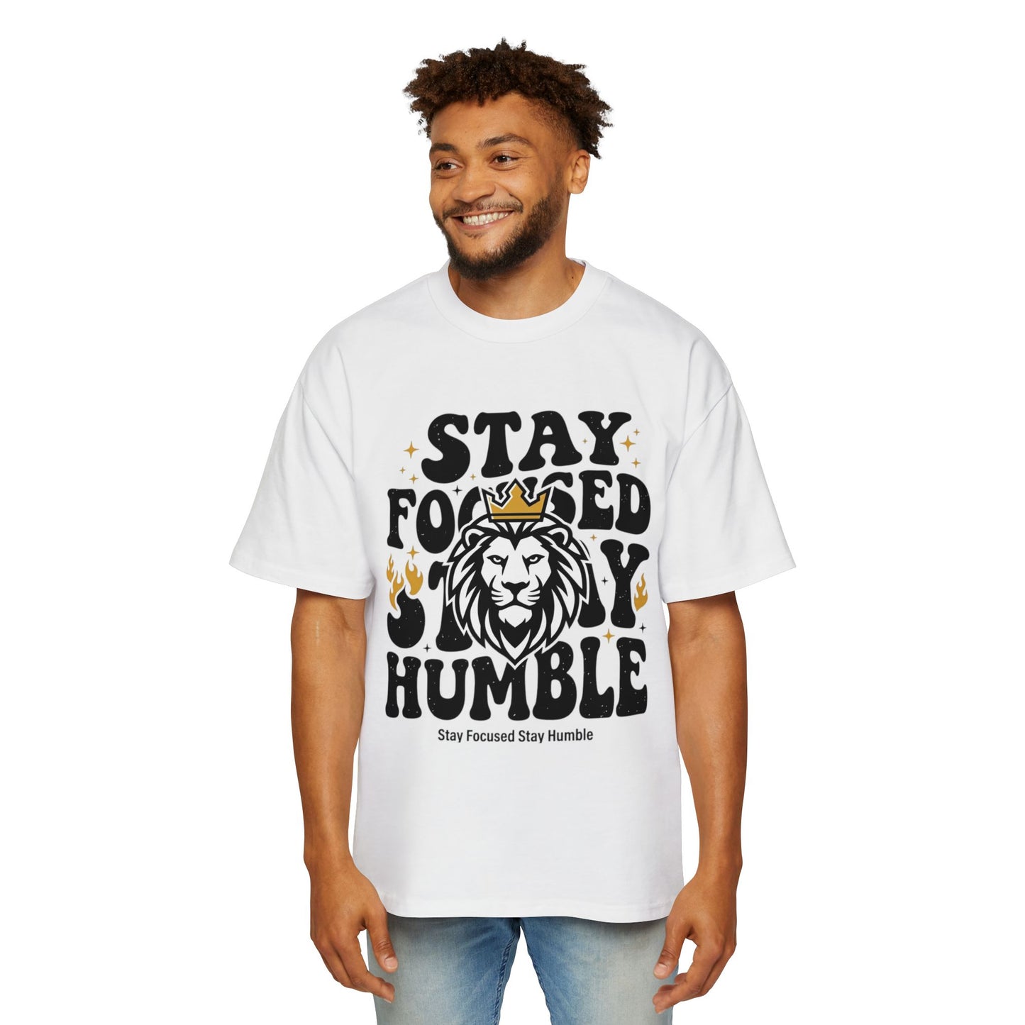 Stay Focused Stay Humble Lion Crown Graphic Tee | Streetwear T-Shirt | Motivational Oversized Tee