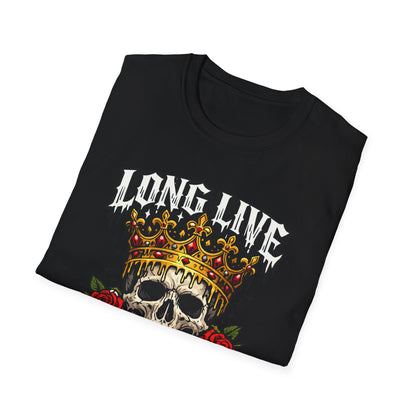 Long Live The King Skull Crown Graphic Tee | Dark Streetwear T-Shirt | Oversized Urban Tee
