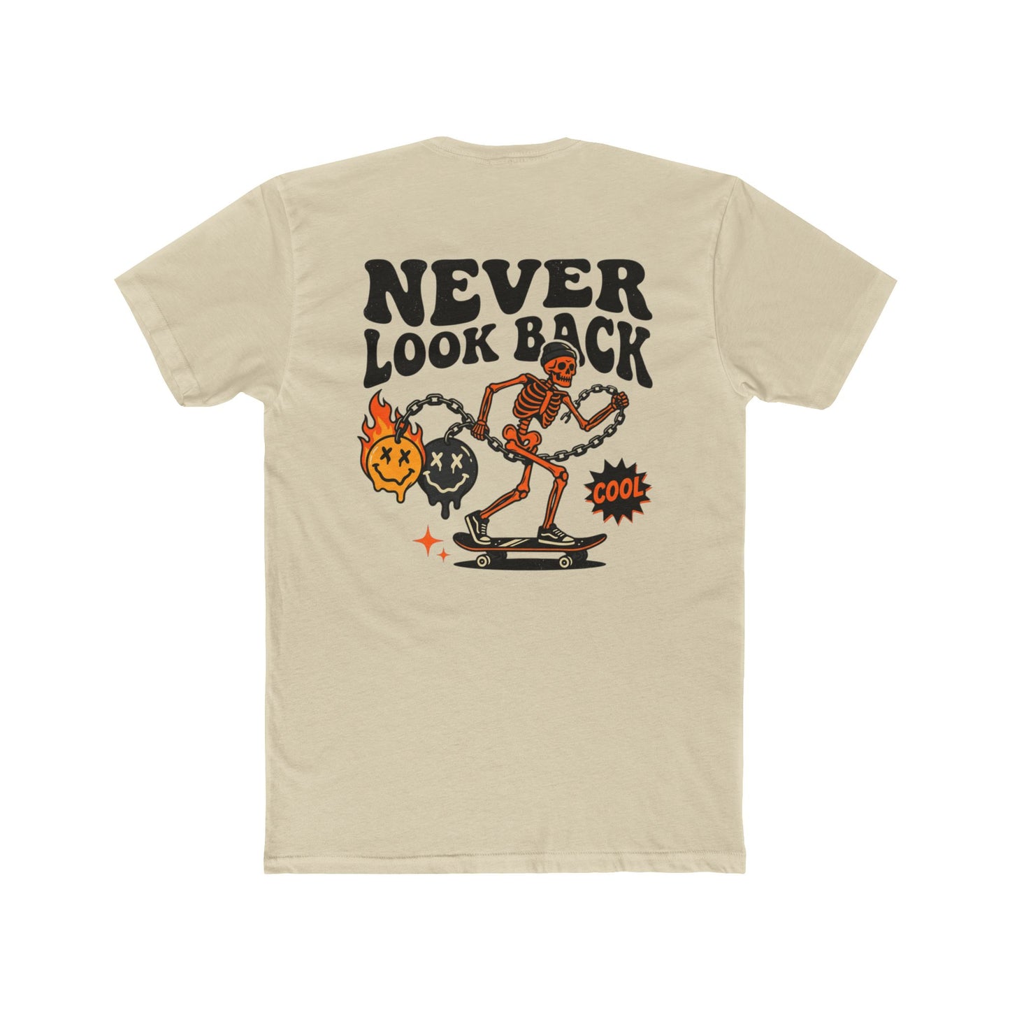 Never Look Back Skeleton Skater Graphic Tee | Streetwear T-Shirt | Oversized Urban Tee