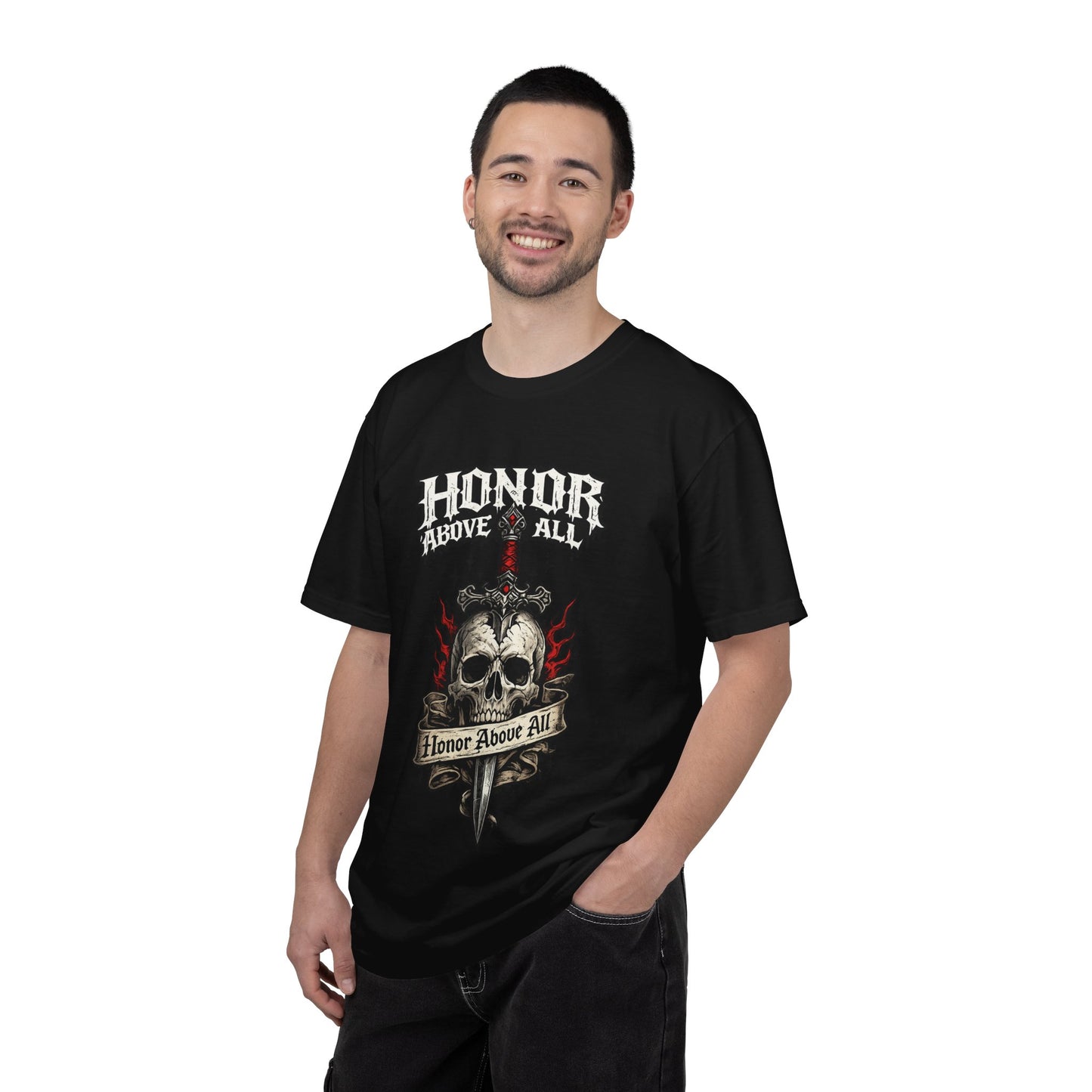 Honor Above All Skull Graphic Tee | Dark Streetwear T-Shirt | Oversized Urban Tee