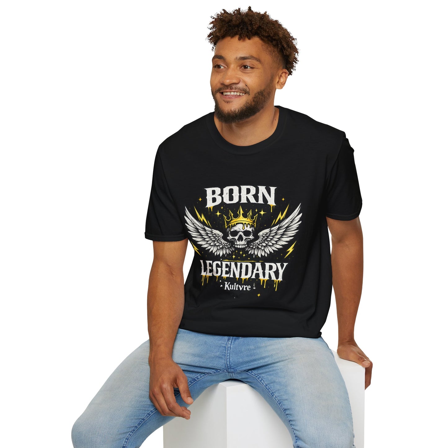Born Legendary Skull Wings Graphic Tee | Dark Streetwear T-Shirt | Oversized Urban Tee