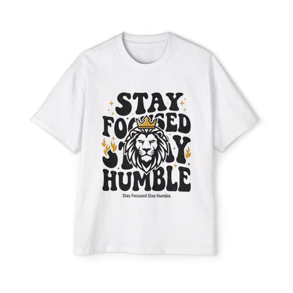 Stay Focused Stay Humble Lion Crown Graphic Tee | Streetwear T-Shirt | Motivational Oversized Tee